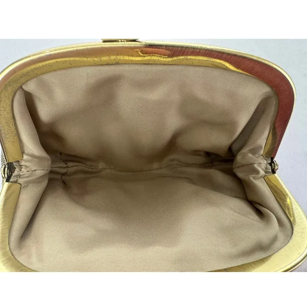 Coach Vintage Y2K Nora Khaki Brown Signature Jacquard Kiss Lock Coin Wallet - Picture 7 of 7